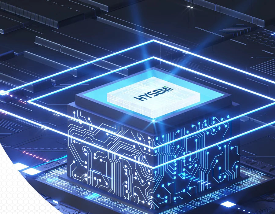 HYASIC website key visual: a HYSEMI chip rendered on a circuit board