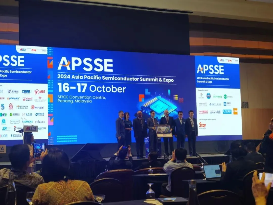 Main hall of the 2024 Asia Pacific Semiconductor Summit & Expo, with the APSSE logo and SPICE Convention Centre, Penang on screen