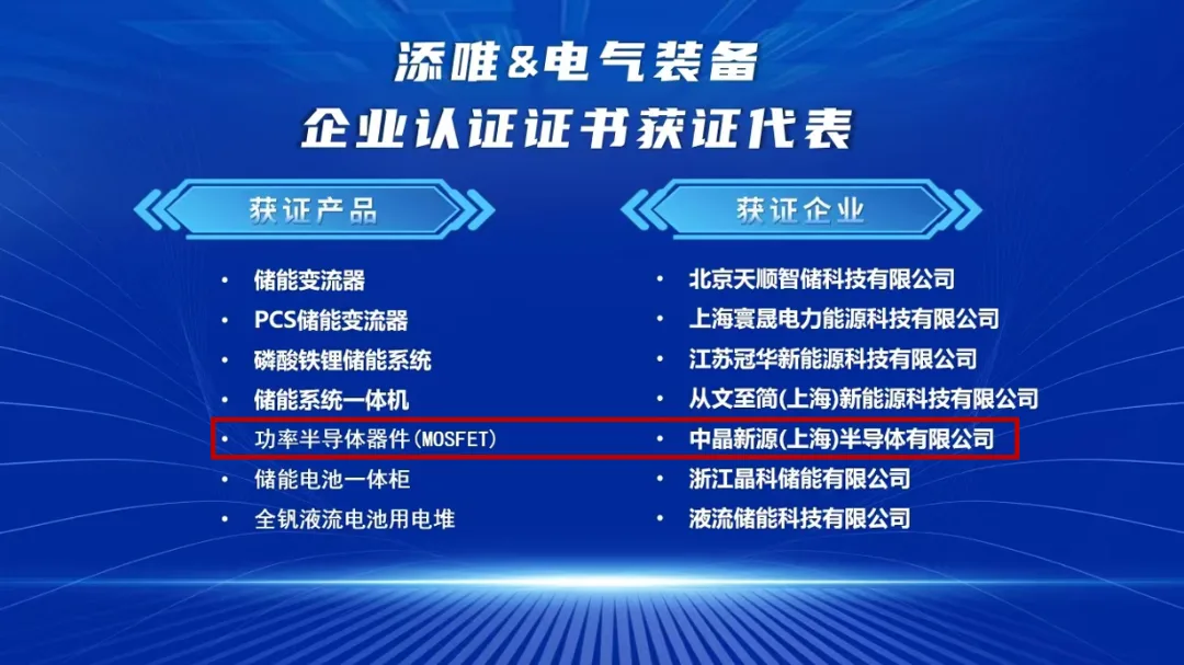 List of TILVA certificate recipients shown at the forum, with SineSemi listed under power semiconductor devices (MOSFET)