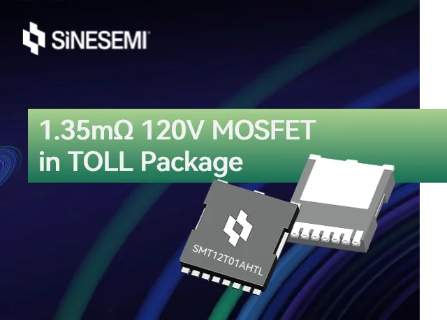 Key visual for SMT12T01AHTL, a 1.35 mΩ 120V MOSFET in a TOLL package